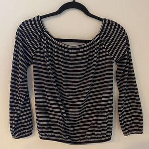 One Love Clothing Paris Women’s Striped Off Shoulder Black and White Size Medium